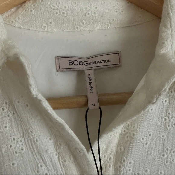 NWT BCBGeneration Midi Dress Long Sleeves Eyelet Shirtdress Size XS - Picture 7 of 10